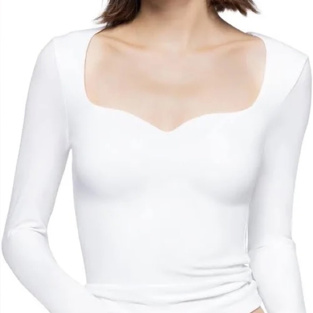 H&M Sweetheart Neckline White Rubbed Top Size Small